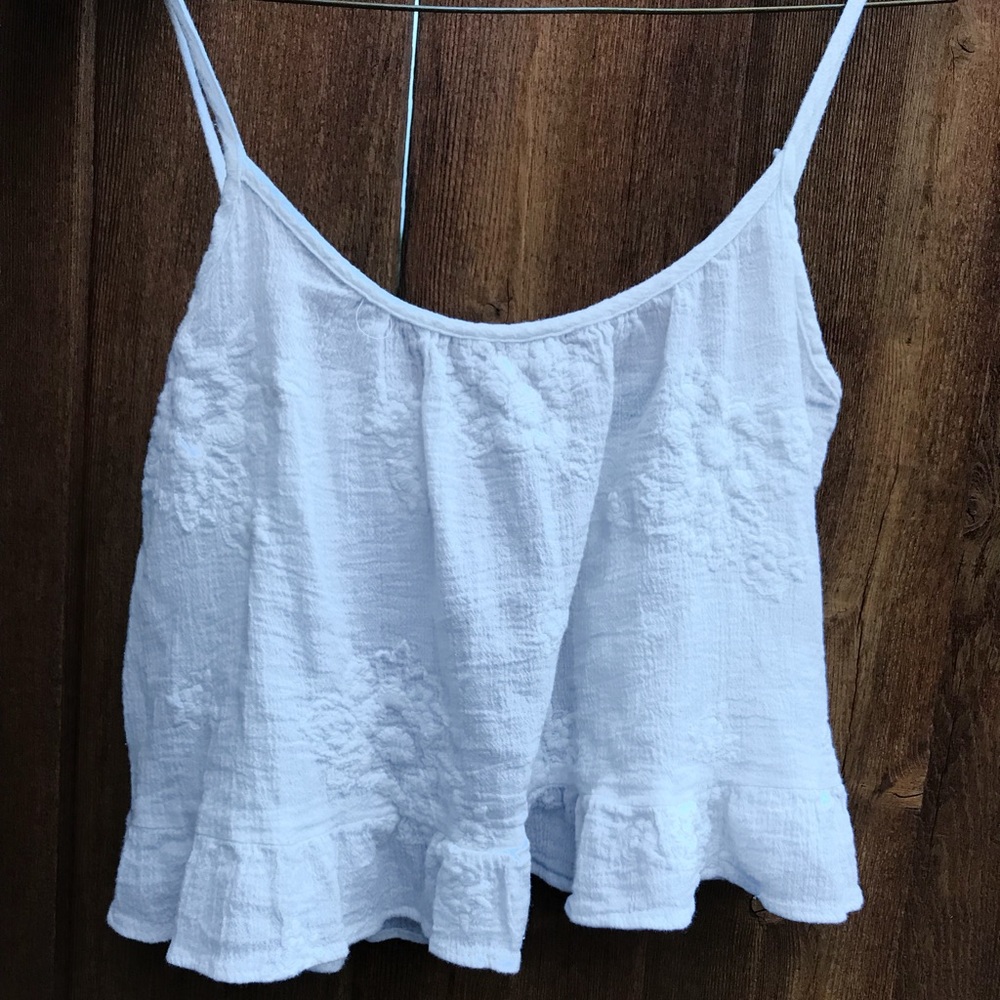 KENDALL & KYLIE White Embroidery Tie Back Crop Top